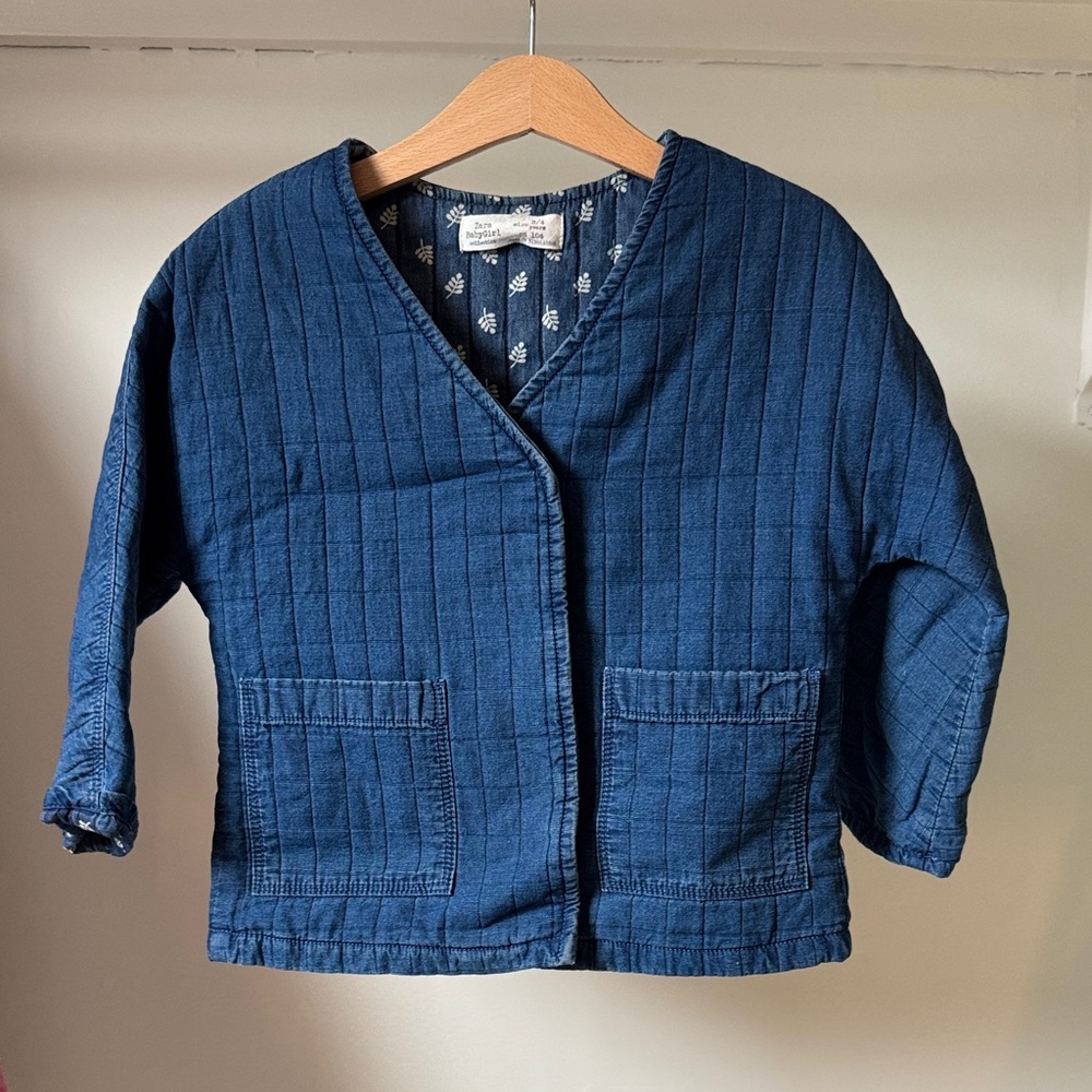 Zara Deep Blue Quilted Utility Jacket